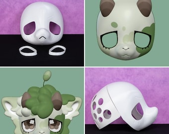 Base de cabeza peluda de estilo japonés, ligera, para disfraz de oveja, máscara DIY, base de disfraz de animal Kemono KIG para constructores de cosplay Fursona personalizados.