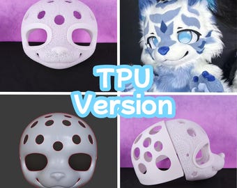 TPU 3D Printed Fursuit Mask Base Breathable Soft S55 Round Face Japanese DIY Accessory Furry Costume Cosplay Mask Fursuit Head