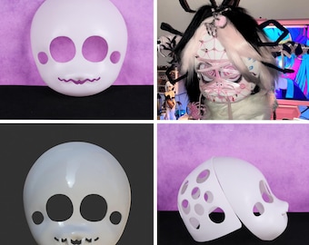 Base de máscara peluda de ojo compuesto de araña Kig, impresa en 3D a mano en PLA, estilo gótico, alternativa a la luz, para cara en blanco, accesorio de cosplay de anime DIY, base de cabeza OC