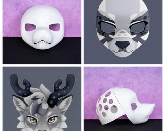 Base de cabeza peluda estilo Kemono japonés, impresa en 3D, para máscara DIY, hocico corto, estructura ligera y ventilada, ideal para cosplay.