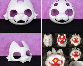 Base de cabeza peluda de cachorro estilo japonés, máscara de perro ligera impresa en 3D original, base DIY para hacer traje de piel Kemono, kit de manualidades para cosplay