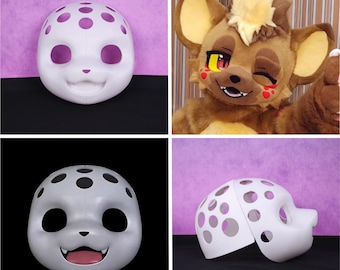 Máscara de oso peluda personalizada, base impresa en 3D de PLA, estilo japonés, linda, con boca abierta, para disfraz de animal DIY, de 25 cm a 29 cm de altura, accesorios opcionales, estilo Kawaii.