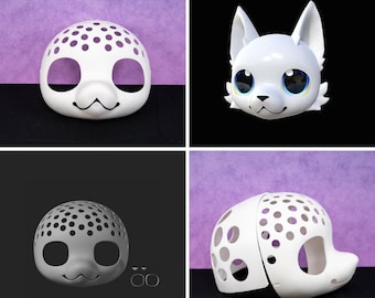 Disfraz de perro Kig estilo kawaii japonés, ligero, impreso en 3D, para armar uno mismo. Máscara de animal personalizable para cosplay y convenciones.