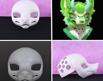 Cabeza de disfraz de zorro demonio verde estilo americano, base impresa en 3D, PLA PETG, tamaño personalizado, 250 mm, 290 mm, hocico afilado, construcción de bricolaje, disfraz canino.