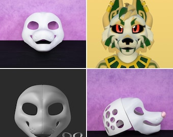 Base para cabeza de disfraz de estilo egipcio, máscara canina impresa en 3D, disfraz DIY para creadores de furry, artistas de cosplay y artesanos de fantasía.