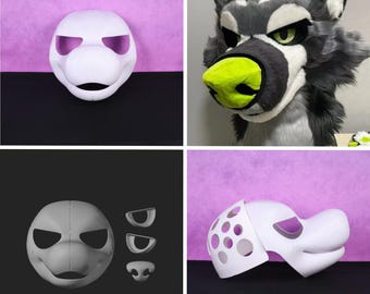 Punk Dog Long Snout Fursuit Head Base Toony Canine 3D Gedruckte DIY Maske mit belüfteten Helm Glatte Kanten für Furry Schöpfer Build Pro