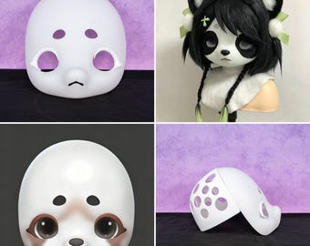 KIG Style Fursuit Head Base 3D Printed Custom Size Bear Panda Skull Mask Anime Kemono Furry Cosplay Prop DIY Craft Maker Supply Halloween