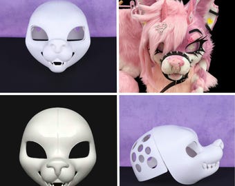 Base de máscara peluda canina de anime de estilo americano, diseño de perro de ojos afilados, base de cabeza de traje de piel de PLA impresa en 3D para cosplay de bricolaje, tamaño personalizado, construcción de creadores
