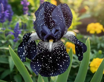 50 Black Speckled Bearded Iris Seeds – Rare Starry Night Iris Flower