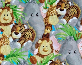 Baby Jungle Animals Fabric 100% Cotton