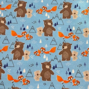 Tela de animales del bosque 100% franela de algodón