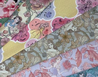 Colección de telas de princesas Disney 100% algodón