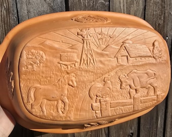 Vintage Terra Cotta Bräter Deckel - Bauernhaus Wand Dekor
