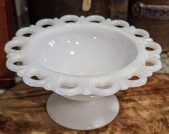 Vintage Anchor Hocking Milchglas ""Alte Kolonie"" Sockel Kompott."