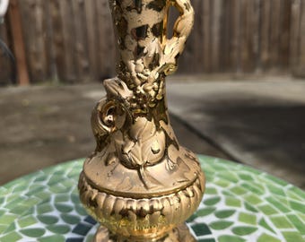 KOSTENLOSER VERSAND Vintage Hollywood Regency 24K Gold Keramik Vase