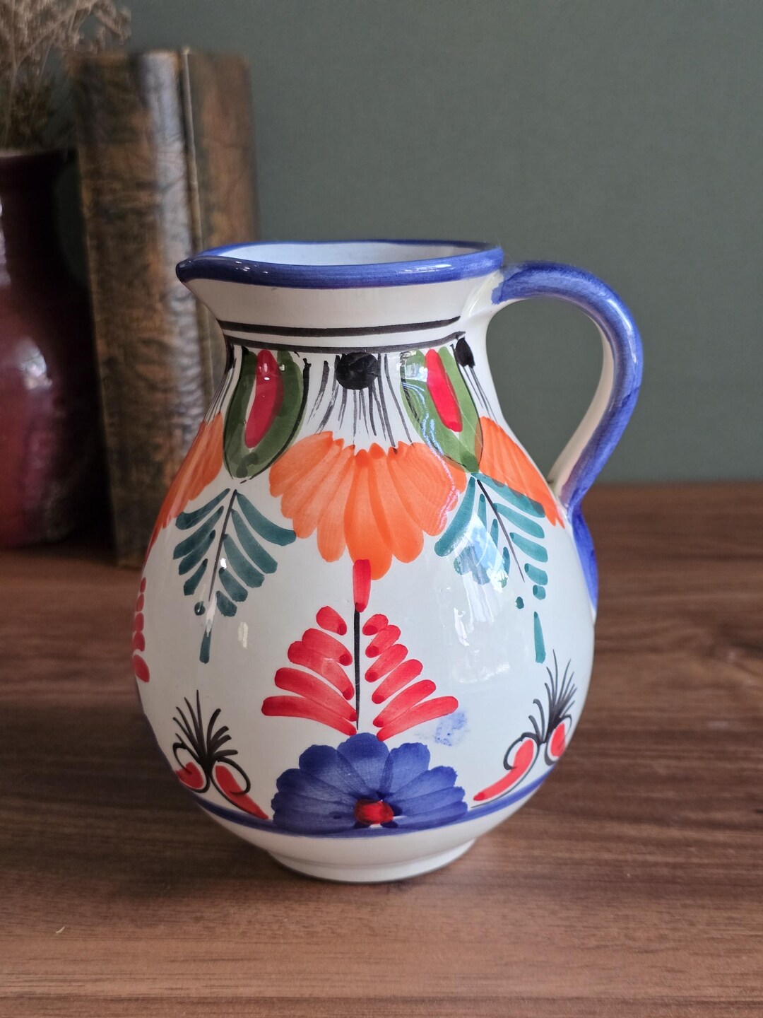 Pitcher In Spanish Vintage Hand-painted Spanish Ceramic Pitcher – Hnos Pedraza Elcinto - Etsy