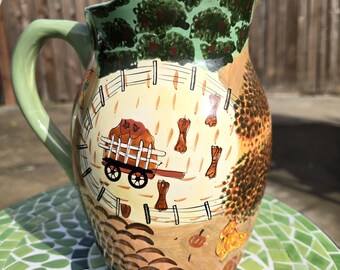 Vintage handbemalte Bauernhaus Krug | Herbst-Ernte Dekor