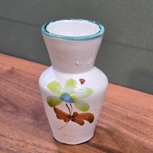 Vintage italiensk keramik handmålad blommig miniatyr knoppvas