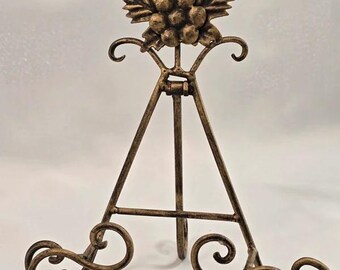 Ornate Gold Metal Easel Stand Grape Vine Tuscan French Country Decor