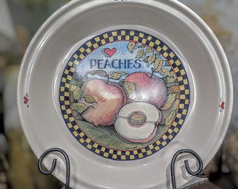Vintage 90er Jahre Susan Winget "Peaches" Tortenplatte, Zertifizierte Internationale Erntemesse