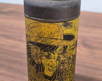 Vintage Art Nouveau Baking Powder Shaker Tin Lithograph Country Store Decor