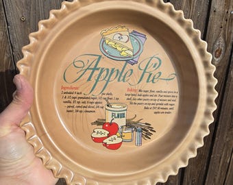 Vintage Apfelkuchen Rezept Teller | 28 cm Keramik Backform