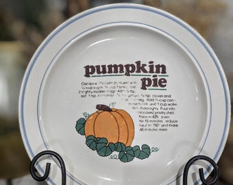 Vintage Keramik Kürbiskuchen Rezept Teller, 10,5 Zoll 1970er-1980er, Steinzeug