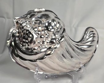 Vintage Aluminum Cornucopia Jello Mold Fruit Thanksgiving Decor