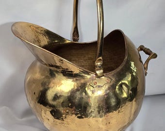 Vintage Brass Coal Scuttle with Swing Handle