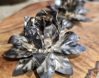 Vintage Versilberte Lotus Blumen Kerzenhalter