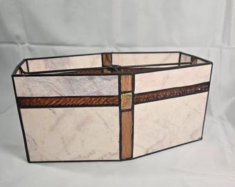 Tiffany Style Stained Glass Lamp Shade Cream Amber Mission Decor
