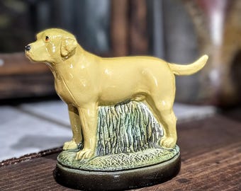 Vintage Scott Produkte Gelber Labrador Retriever Flaschenöffner, Metallhundefigur