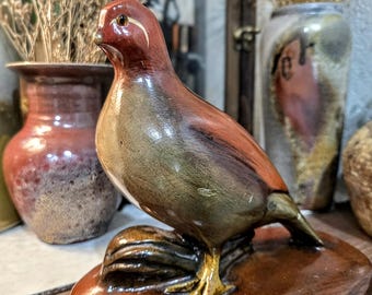 Vintage 1975 Holland Mould handbemalte Wachtel Statue, 7,5 ""Keramikvogel."