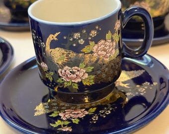 Vintage Japanese demitasse set 6 cups and saucers.