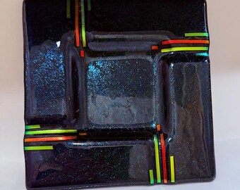 Unique fused art glass ashtray or decorative piece.