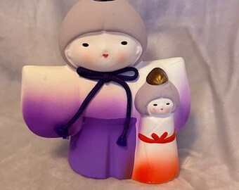 Retro Japanese Hina doll Mother and child figurine