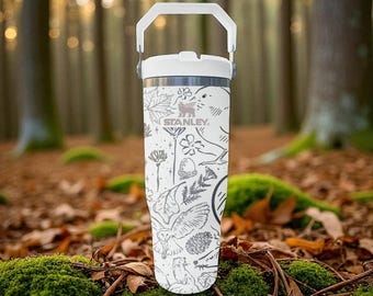 Vaso con pajita abatible con grabado del Viejo Oeste – Blanco escarcha – Diseño vaquero y sheriff del oeste – Acero inoxidable de 20 oz, 30 oz y 40 oz