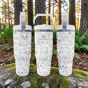 Laser Engraved Stanley Tumbler with Cute Animal Design - 30oz & 40oz - Perfect Gift
