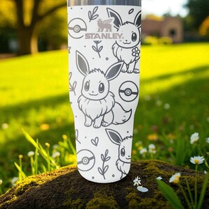 Evoli mit Gravur Stanley Frost Flip Strohhalm – Niedlicher Pokémon Becher für Fans – Personalisierter Pokémon Becher Bild 7