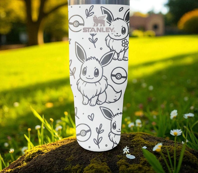 Evoli mit Gravur Stanley Frost Flip Strohhalm – Niedlicher Pokémon Becher für Fans – Personalisierter Pokémon Becher Bild 7