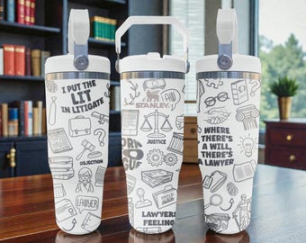 Lawyer Engraved Stanley Flip Straw Tumbler – Frost White – Legal Humor Design – 20oz 30oz 40oz Stainless Cup
