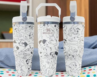 Dalmatian Puppy Tumbler – Engraved Flip Straw Cup – Cute Dog Lover Gift – 20oz 30oz 40oz