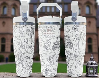 Cinderella Tumbler – Fairy Tale Flip Straw Cup – Engraved Princess Gift – 20oz 30oz 40oz
