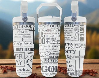 Christian Tumbler – Engraved Bible Verse Cup with Faith and Prayer Quotes
