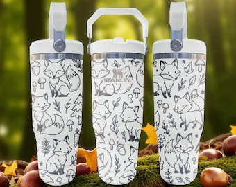 Engraved Fox Tumbler – Cute Woodland Animal Design – 20oz 30oz 40oz Cup
