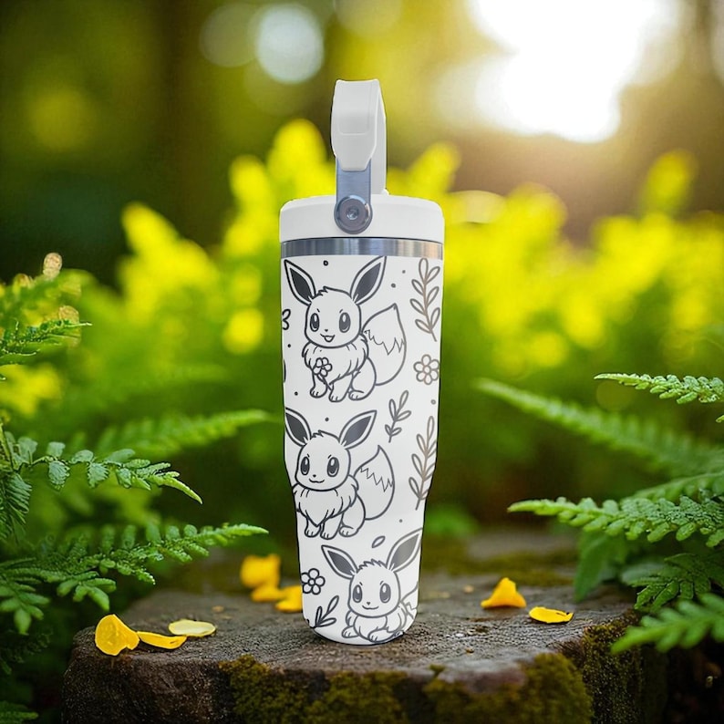 Evoli mit Gravur Stanley Frost Flip Strohhalm – Niedlicher Pokémon Becher für Fans – Personalisierter Pokémon Becher Bild 6
