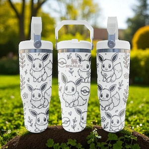 Evoli mit Gravur Stanley Frost Flip Strohhalm – Niedlicher Pokémon Becher für Fans – Personalisierter Pokémon Becher Bild 1