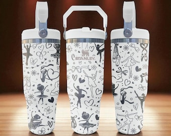 Vaso de ballet – Regalo de bailarina grabado – Vaso Stanley con pajita abatible de 20 oz, 30 oz y 40 oz