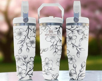 Cherry Blossom YETI Tumbler – Sakura Branch Engraved Design
