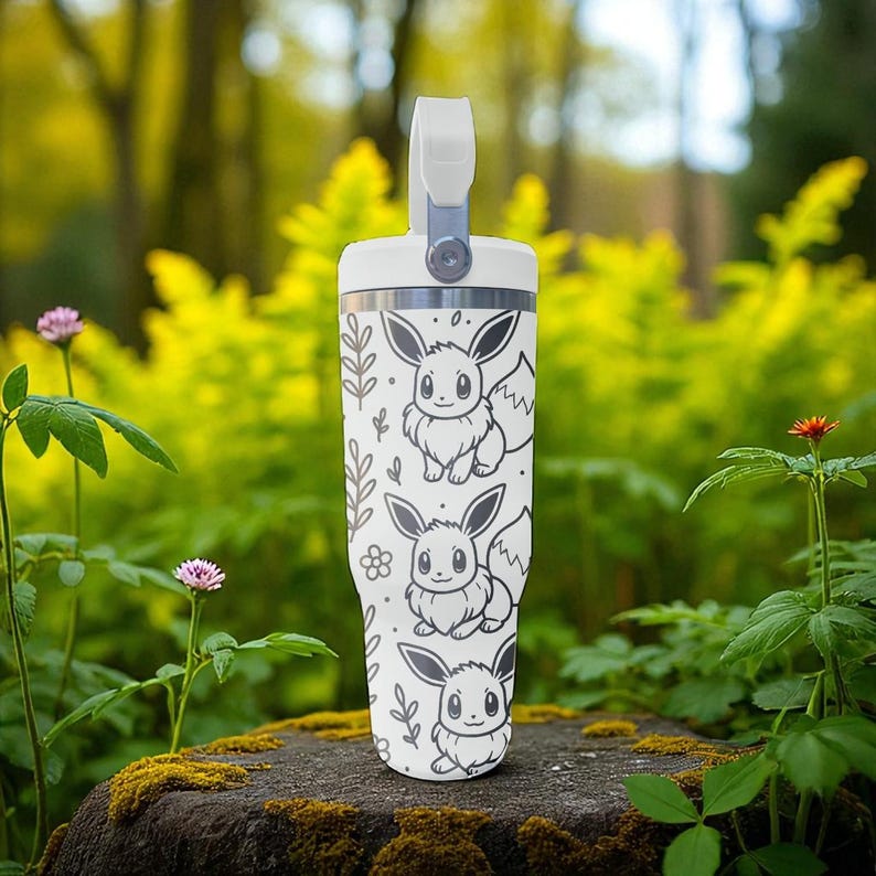 Evoli mit Gravur Stanley Frost Flip Strohhalm – Niedlicher Pokémon Becher für Fans – Personalisierter Pokémon Becher Bild 4
